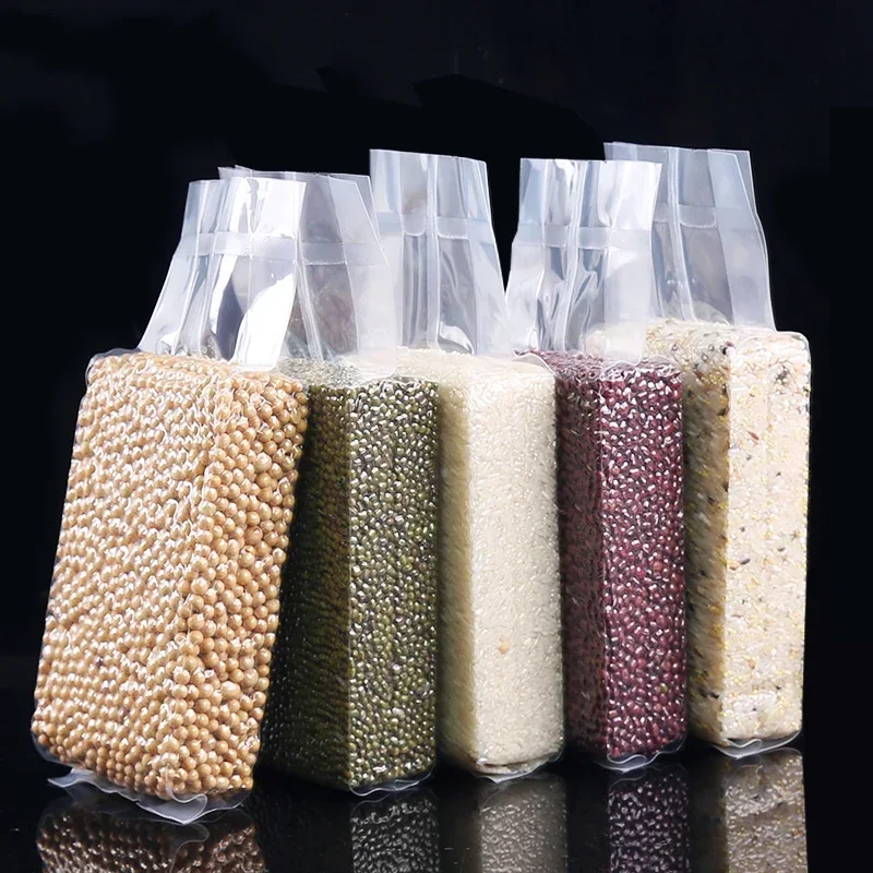 

100pcs Moisture Resistant Bags for Grain Rice Packaging Vacuum Food Bag Thick Transparent Three-dimensional Storage Pouch