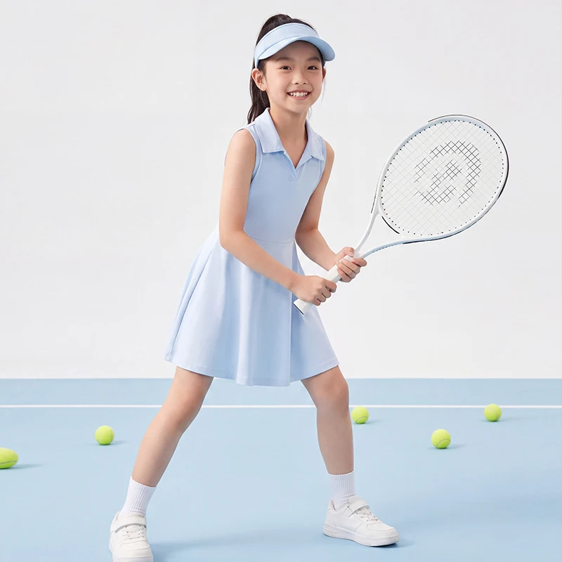 Girls Summer Tennis Dress Baby Classic Turn Down Collar Dress Child Golf Sports Tight Dress Fitness Workout Running Ages 3-13Y