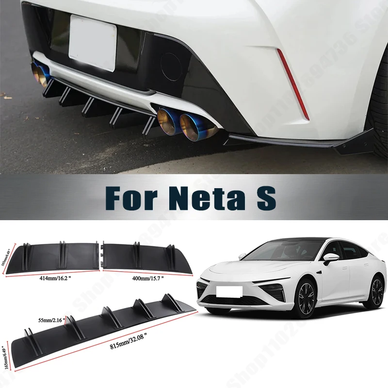Rear Bumper Shark Fin Diffuser ABS Curved Aero Splitter Anti-Collision Chassis Protector For Neta S Car Styling