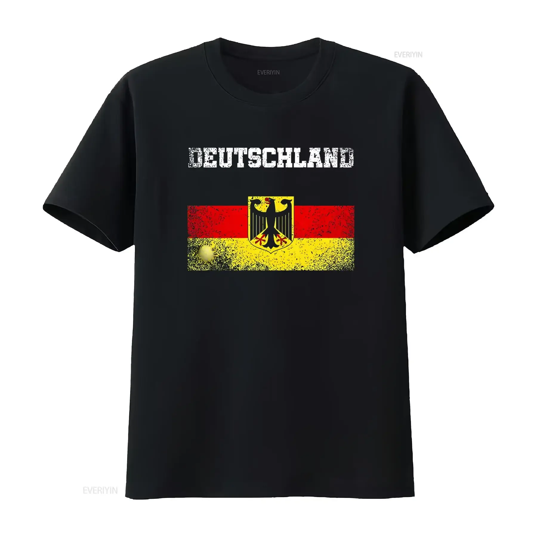 Deutschland Herren-T-Shirt Deutschland Herren Altdeutsch mit Wappen Schwarz Vintage Washed Stretch Grafik Vielseitig Herren