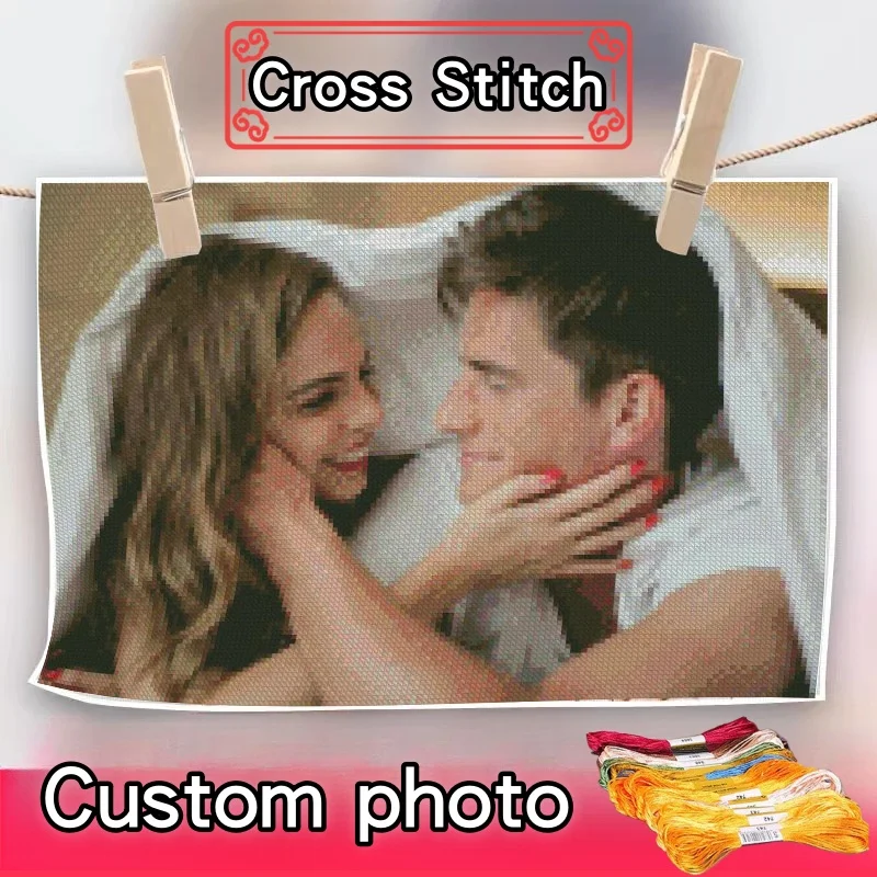 Cross Stitch Photo Custom Embroidery Kits 11CT Cotton/Silk Thread Own Picture Painting DIY Needlework Rough Lework Printed Canva