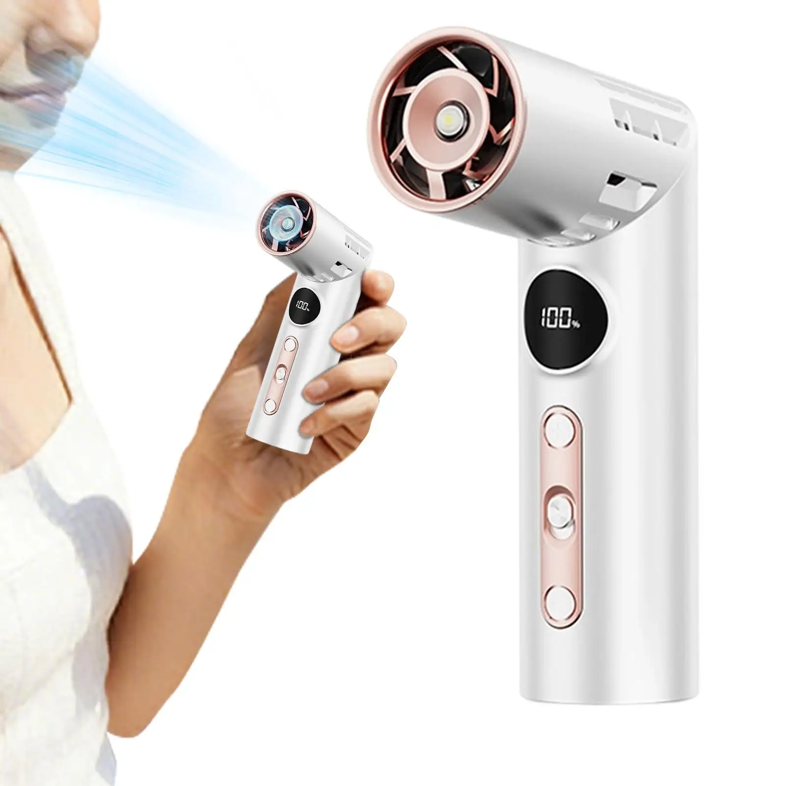 

Portable Fan Handheld Mini Foldable Powerful Digital Display Device Travel Makeup Fan for Summer Camping Outdoor Beach Festival