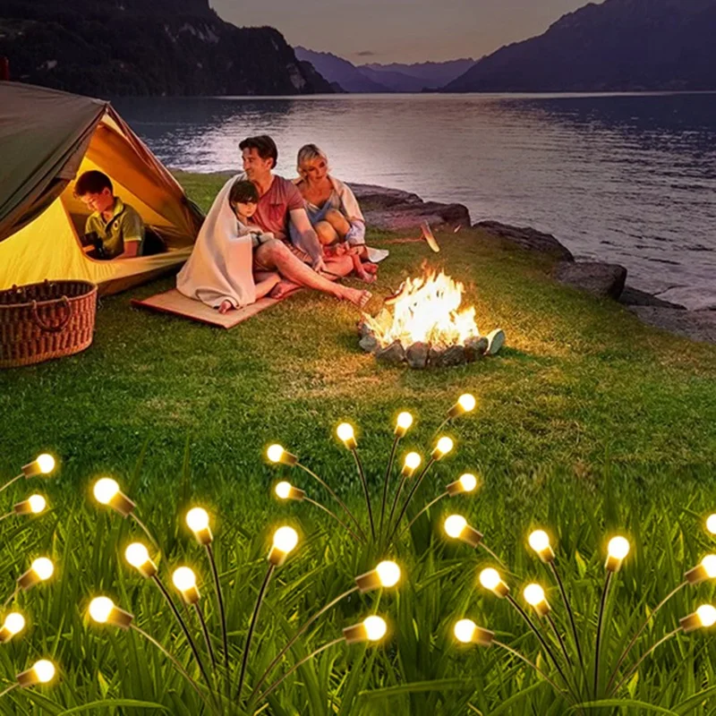 Solar Firefly Lights, tuinverlichting, waterdichte gazonverlichting voor buiten, tuinlandschapsdecoratie (warme lichten)