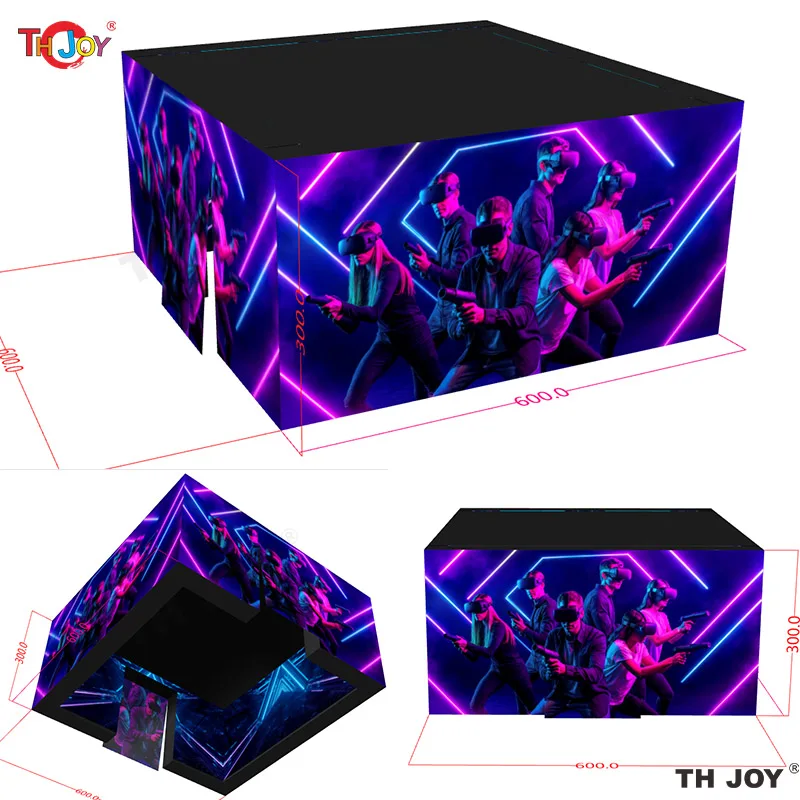 تصميم جديد 6x6m نفخ علامة الليزر كشك IPS لعبة اللعب خيمة مكعب للبيع