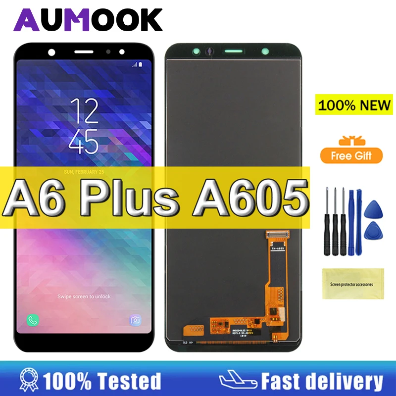 6.0 "wyświetlacz AMOLED do Samsung Galaxy A6 Plus 2018 wyświetlacz LCD ekran dotykowy Digitizer zgromadzenie do ekranu LCD Samsung A6 +