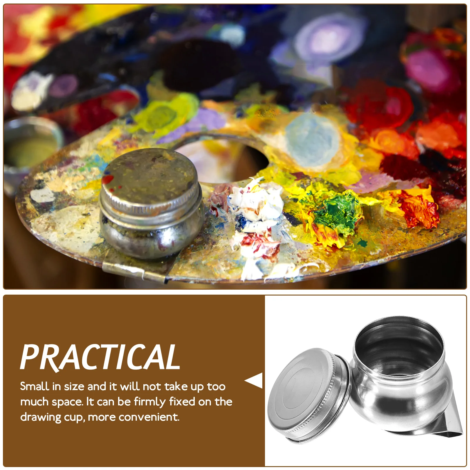 2 szt. Stalowe miseczki do mieszania farb olejnych, przenośne akcesoria malarskie, pojemnik do mieszania dla artystów, miseczka do palety olejnej, pojemnik do czyszczenia pędzli