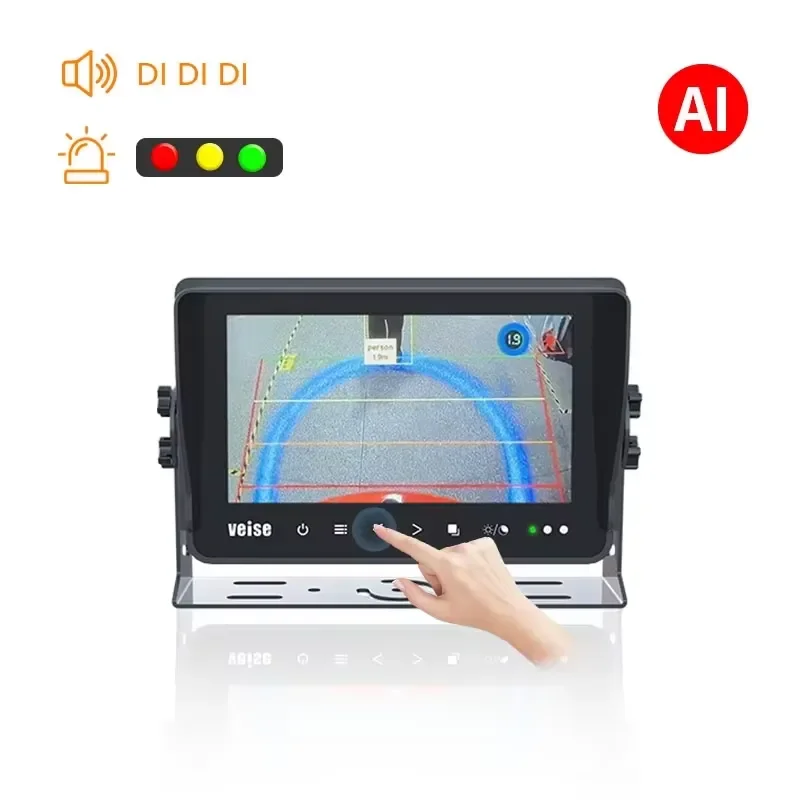 1080P HD Truck Backup Rear View Mirror Camera System with 7 Inch Wired Screen Parking Sensor CCTV Kit for Vehicle Security