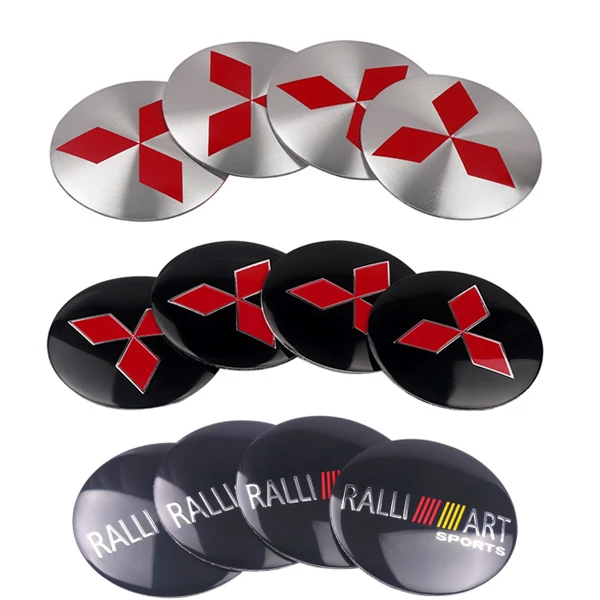 56/60mm 4pcs Auto Wheel Center Hub Cap Decal Car Styling Accessories For Mitsubishi Ralliart Lancer Outlander Competition Galant