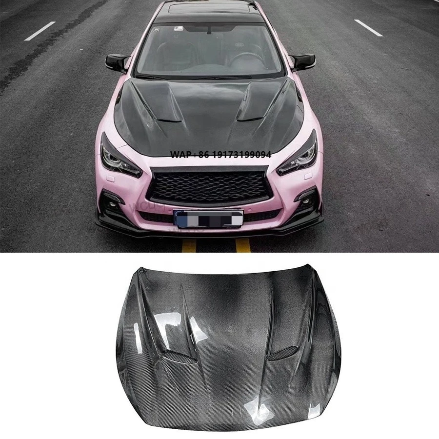 

Style Carbon Fiber Front Hood for Infiniti Q50 Front Engine Hood Bonnet Air Vent Cover Car Bodykit