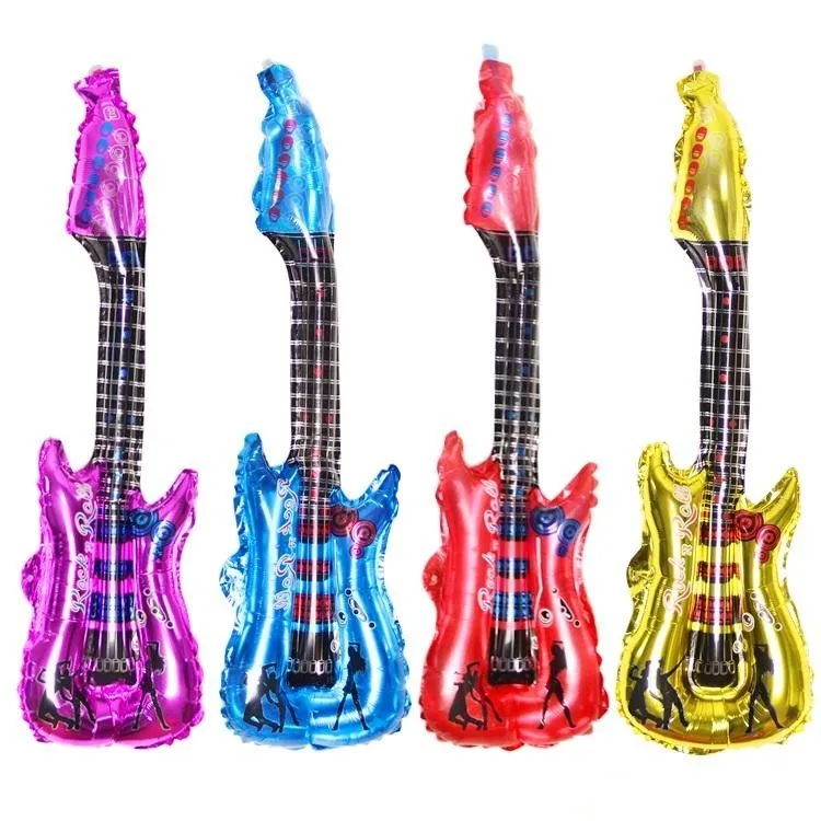 500pcs /lot Novelty Music Concert Guitar Cheering Stick Inflatable Toys 83cmx30cm Party Foil Balloon Wholesale Price