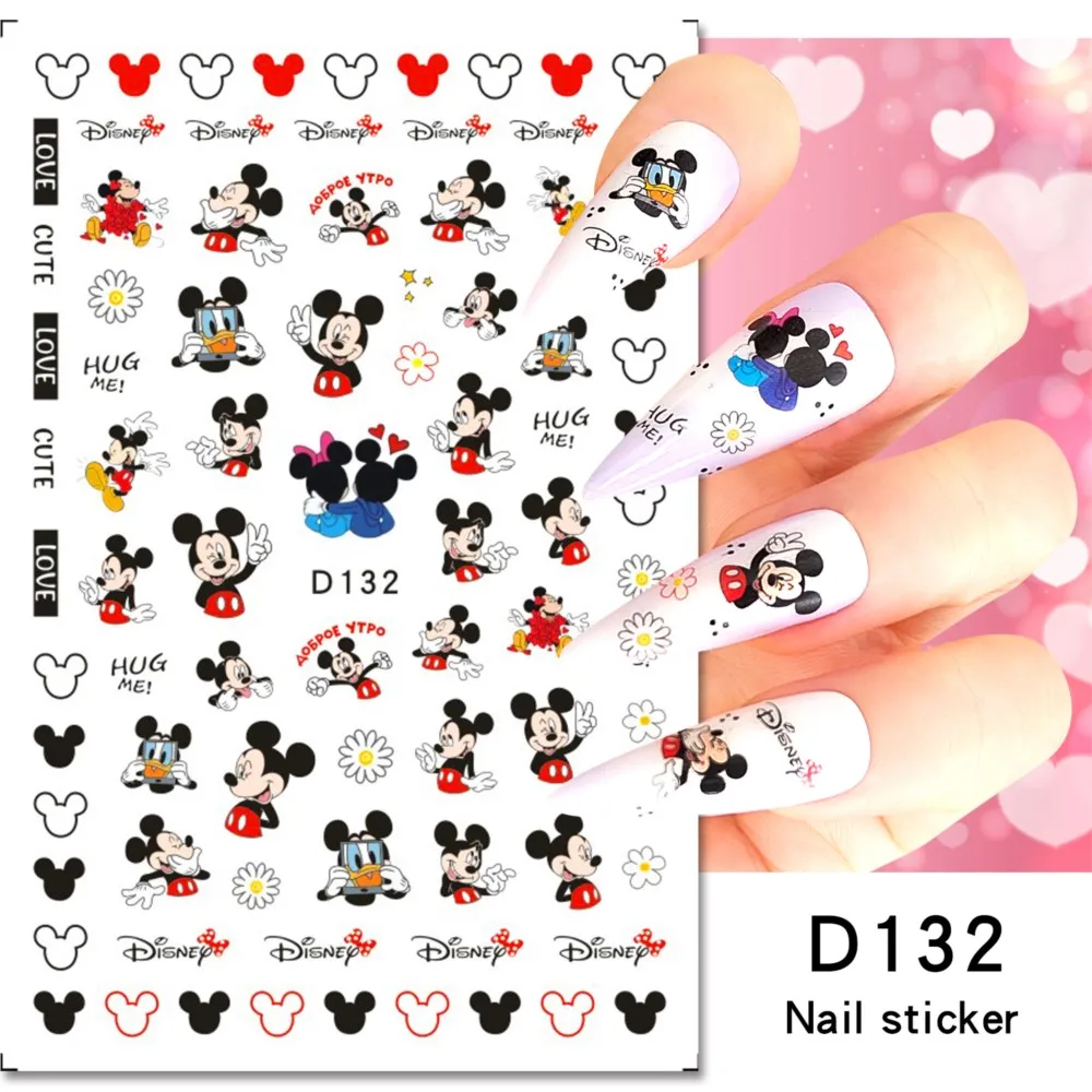 2 Blatt 3D Kawaii Mickey Mouse Nagelaufkleber Niedliche Cartoon-Maus-Klebeaufkleber für Nägel Anime Mickey Decals Nail Art Sliders