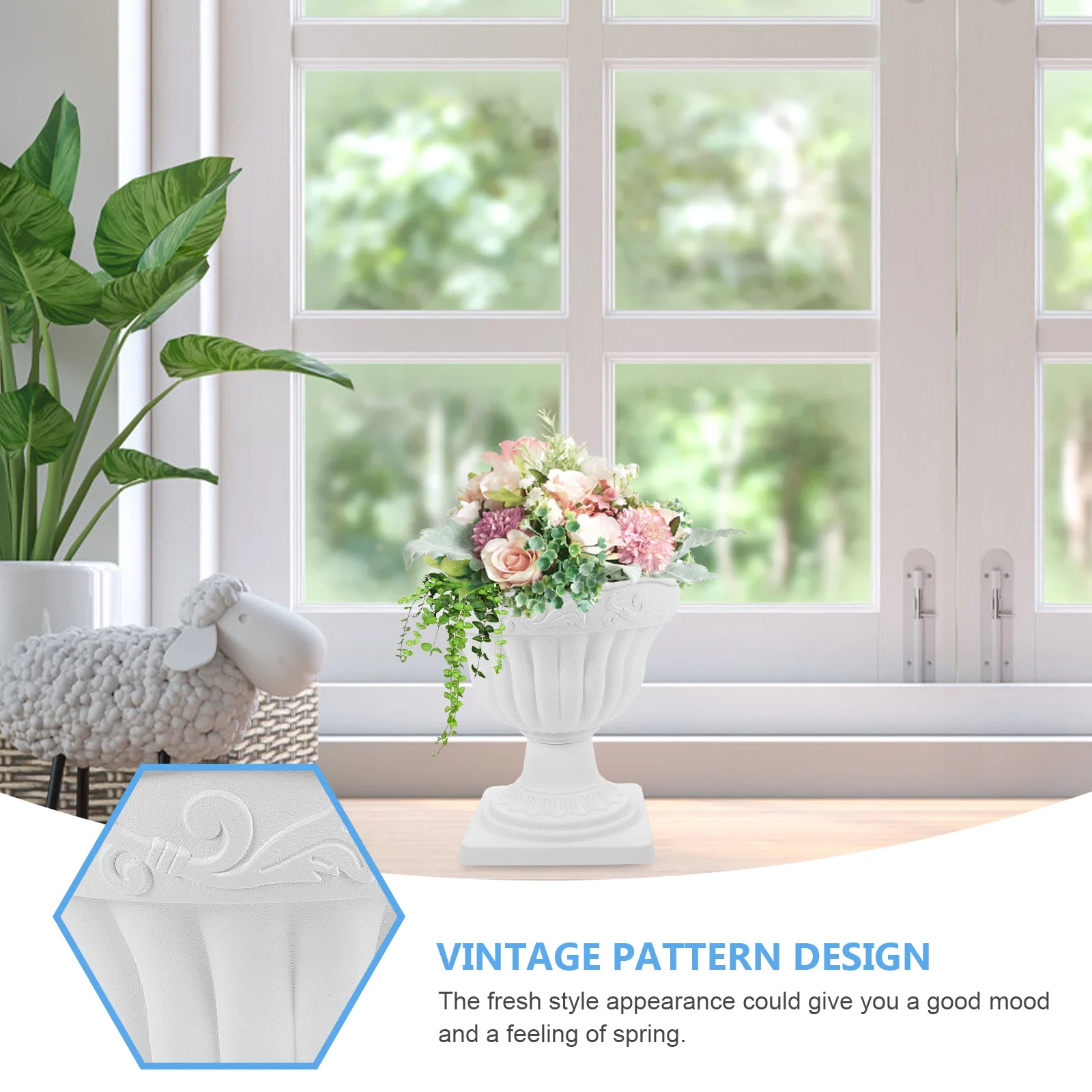 

Vintage Wedding Balcony Planter Plastic Flower Pot Porch Decor Roman Column Flowerpot Outdoor Home Garden Decoration