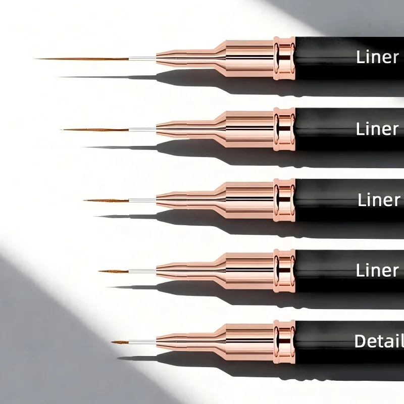 5PCS Nail Art Liner Brushes Sizes Painting Nail Design Pen 4/8/12/20/25mm Drawing Tool For Long Lines Thin Details Manicure Pen