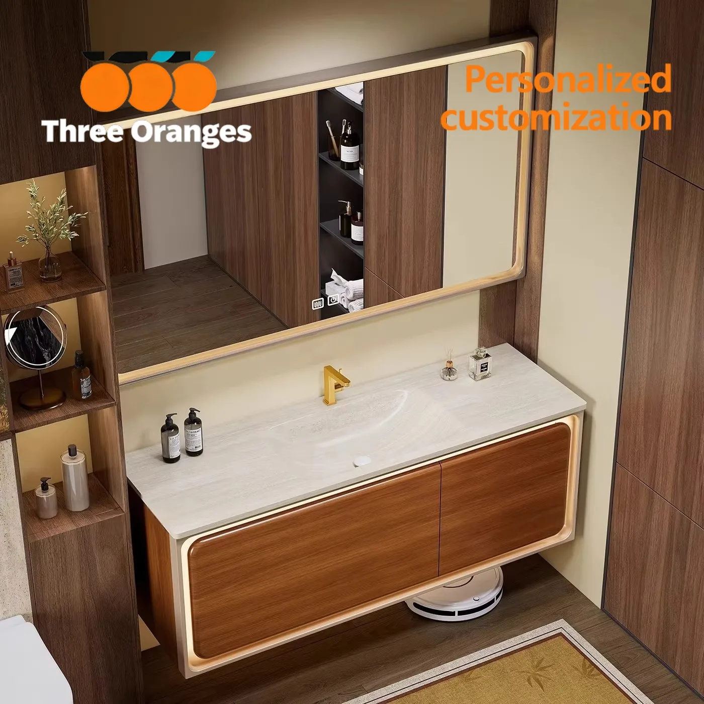 S178 Italian Style Light Luxury Vintage Bathroom Vanity Solid Wood Washbasin Integrated Sink Dimensions for Modern Bathrooms
