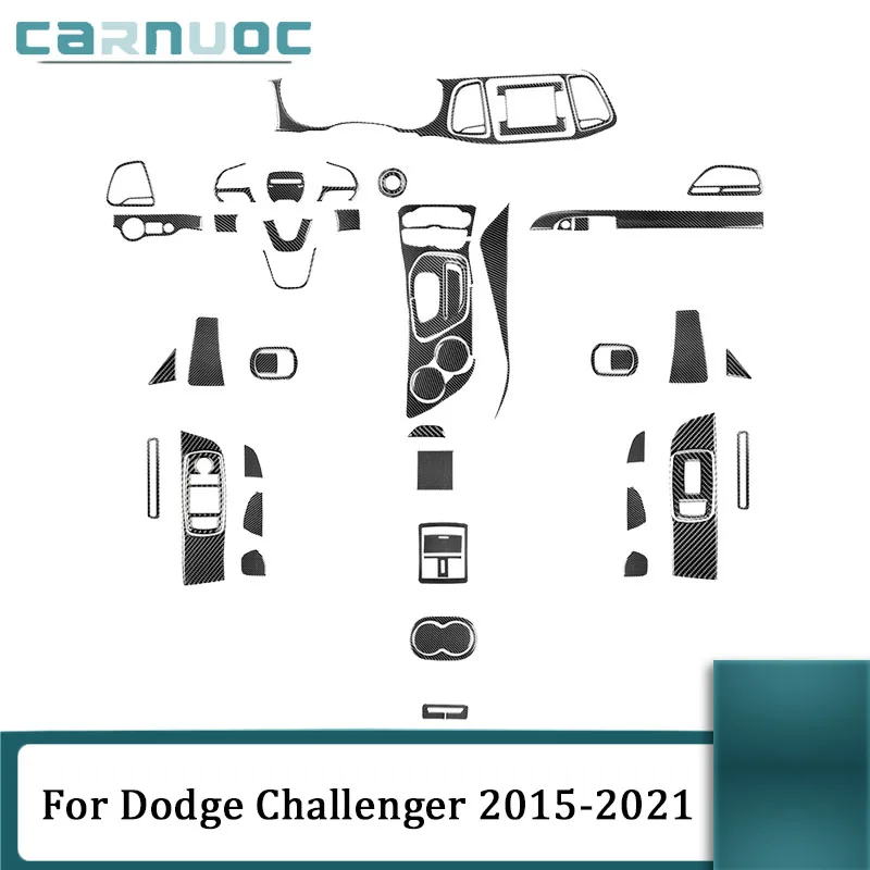 

Car Interior Styling Accessories Carbon Fiber Black Stickers Cover Trim For Dodge Challenger 2015 2016 2017 2018 2019 2020 2021