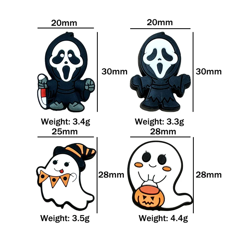 10PC Baby Silicone Bead Baby Halloween Ghost Beads Teethe Baby DIY String Pen Bead Nipple Chains Jewelry Accessories Kawai Gifts