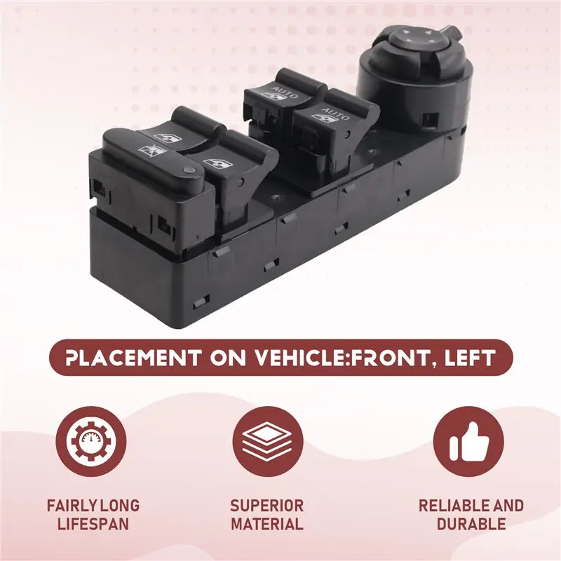 A85E-Front Left Window Control Switch Lifter Button 735648127 For Jeep Compass Grand Cherokee Renegade 2016-2023 LHD 5V83LXHAA