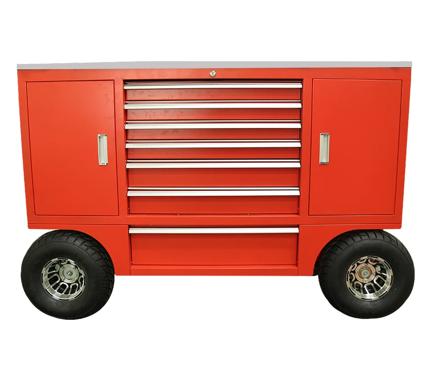 72 Inch Metal Rolling Pit Tool Box Cart Wagon Trolley Racing With Drawers For Sale
