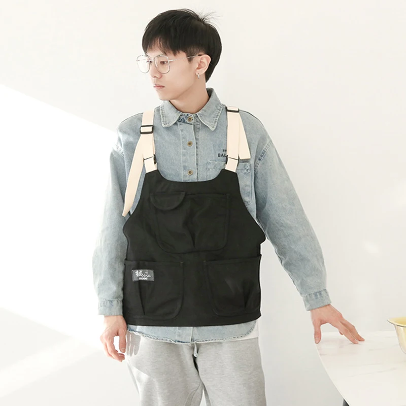 Creative Vest Apron Industrial Style Neutral Coffee And Milk Tea Shop Fashionable Work Clothes Daily Casual Cover Up