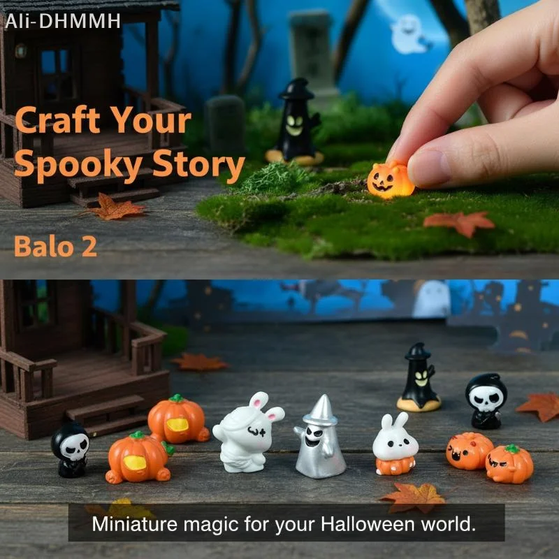 ZLinKJ Mini Halloween Resin Figurines Cute Cartoon Designs Lightweight Portable for Halloween Party Favor Desktop Ornament
