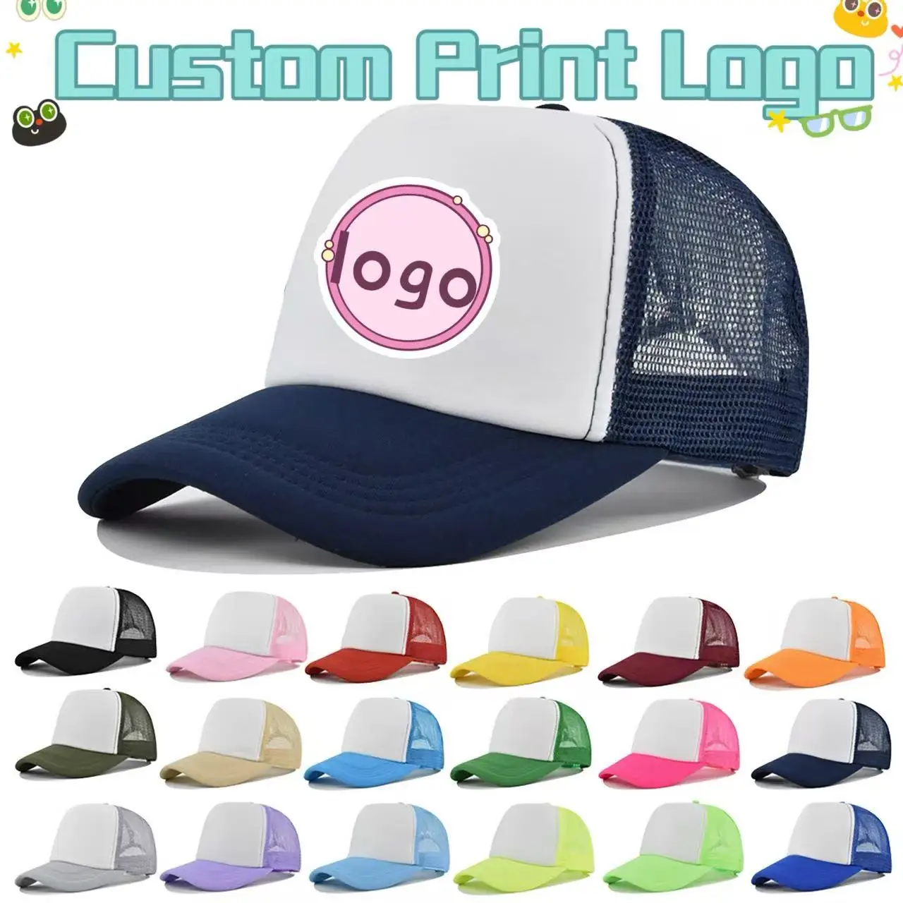 Customized Printed Logo Sponge Mesh Hats Men's And Women's F