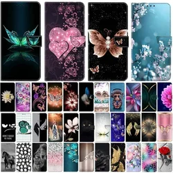 Cute Butterfly Flower Painted Case For Xiaomi 11 Lite 5G NE 13 Pro Mi 13T Pro 12T 11T Magnetic Leather Card Slot Flip Back Cover