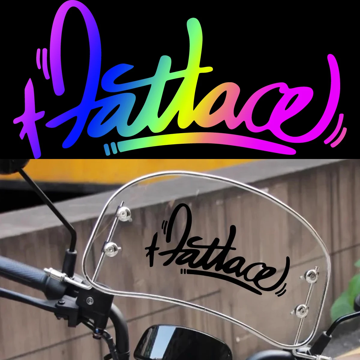 

Fatlace Text vinyl Stickers Motorcycle Scooter Car Body Windshield Fuel Tank Accessories Decals for Honda Vespa PIAGGIO Yamaha