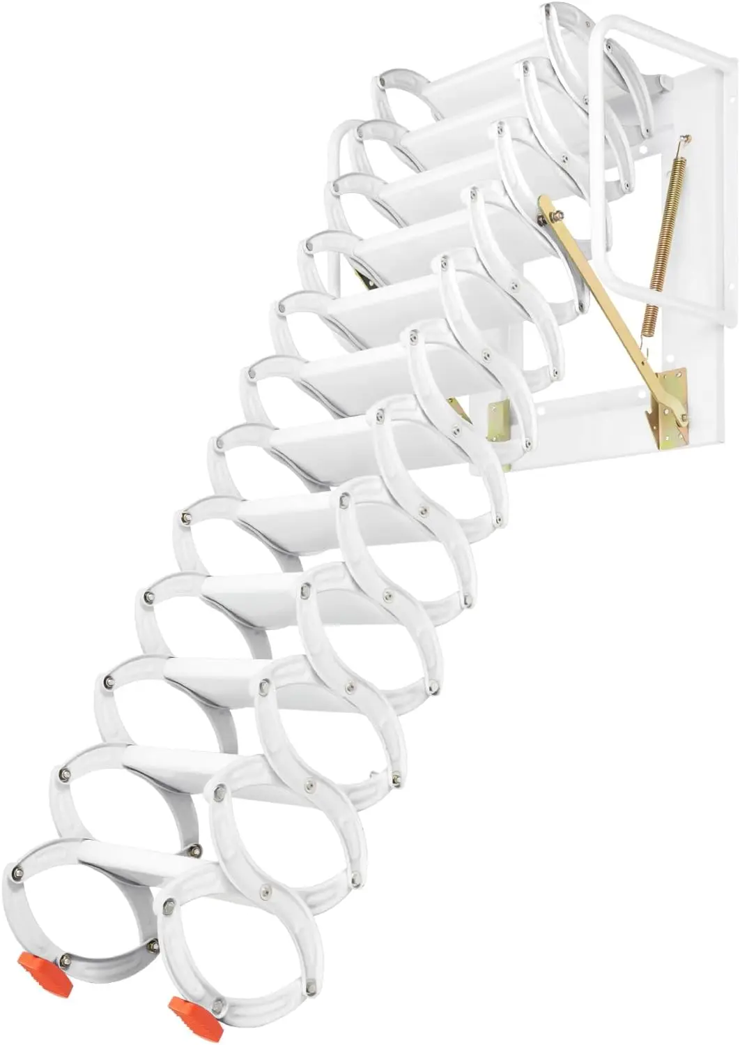 Wall-Mounted Attic Ladder 12 Steps Attic Stairs, Folding Attic Ladder Pull Down System, 9.5-10.17Ft Retractable Stair Ladder,