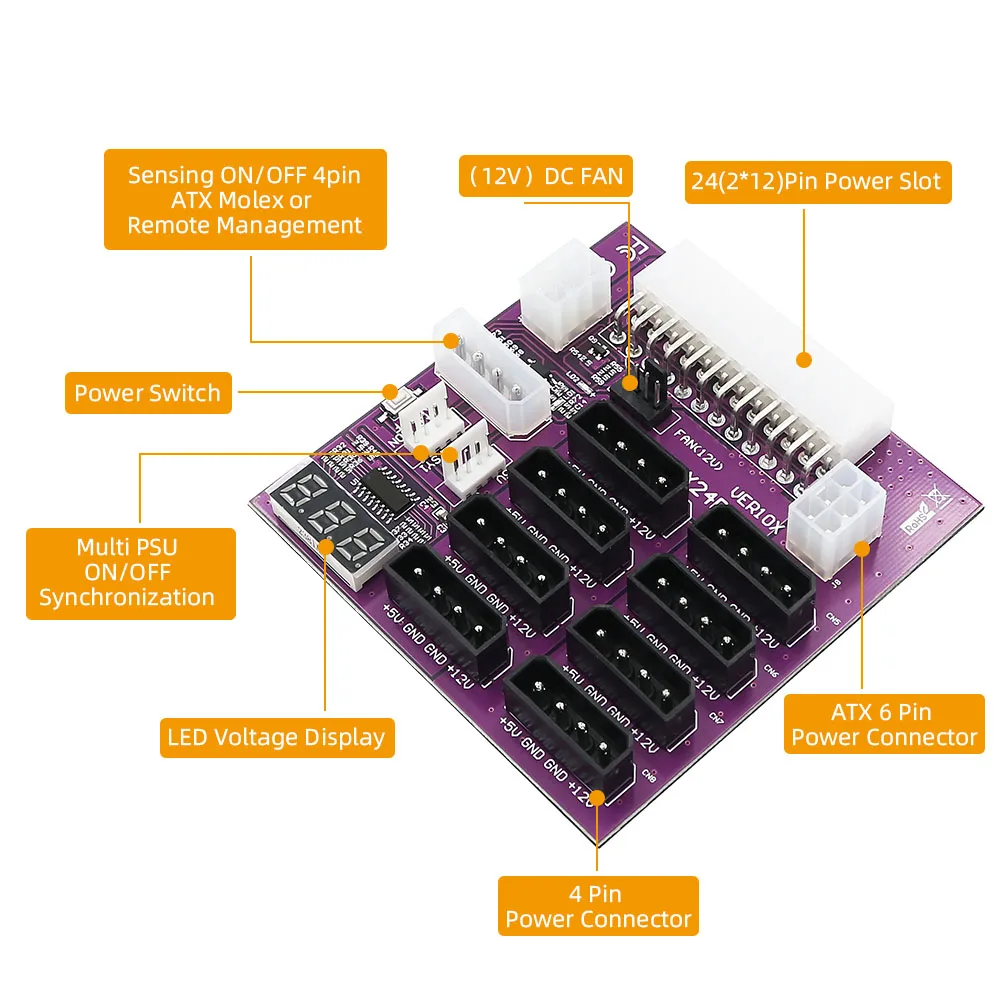 Upgrade Versie Atx Voeding Breakout Board Met 4 Pin En 6Pin Power Connector Voor Chia Mijnbouw