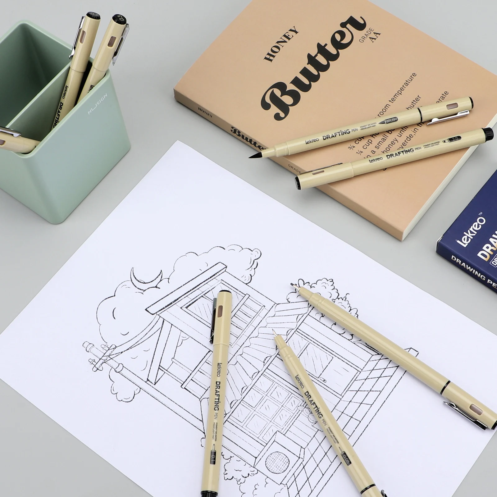 أقلام ليكريو مقاس 12 من ميكرون - قلم حبر أسود أركفال - أقلام للكتابة أو الرسم أو المجلات الرصاصية