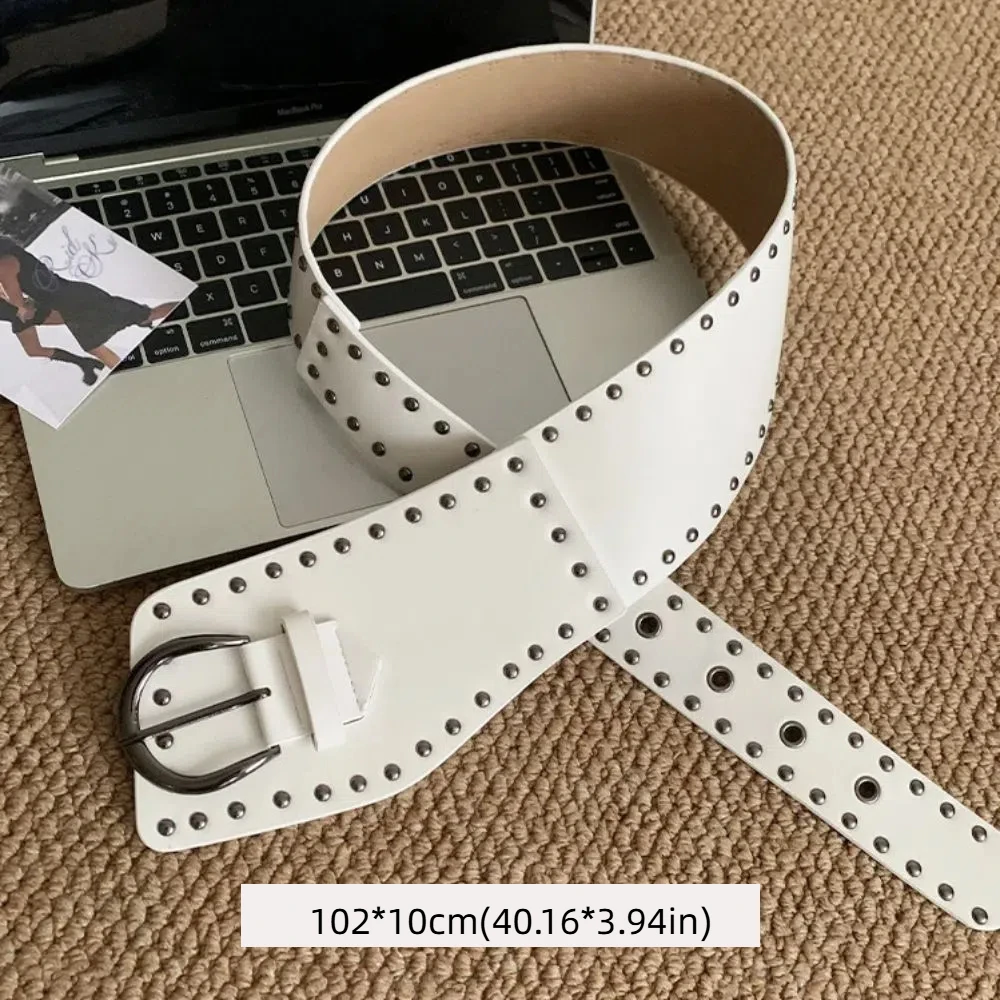 Sabuk Wanita Lebar Desainer Tugas Berat Sabuk Pinggang Keling Y2k Gotik Sabuk Jeans Gaun Amerika Gaya Punk Gadis Pedas