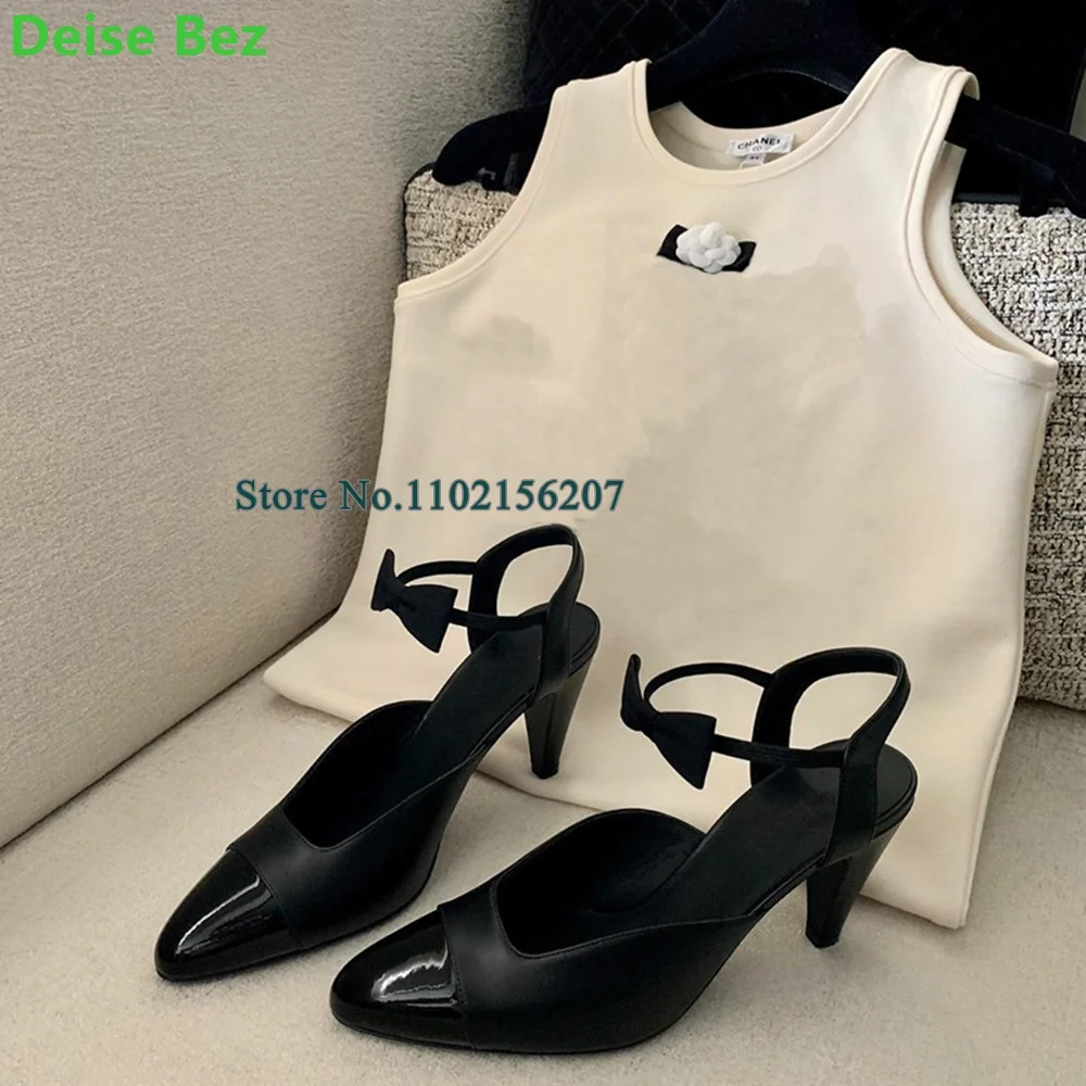 Elegant Pointed Toe Mixed Colors Butterfly Deisgn Pumps For Female Women Sweet Slingback Leather And Satin Fabric Dress Shoes