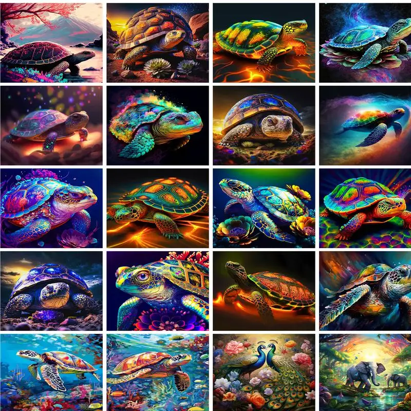 

GATYZTORY Diy Painting By Numbers Kit Sea Turtle Animals Acrylic Set Picture Drawing By Numbers For Adults Handicrafts Home Deco