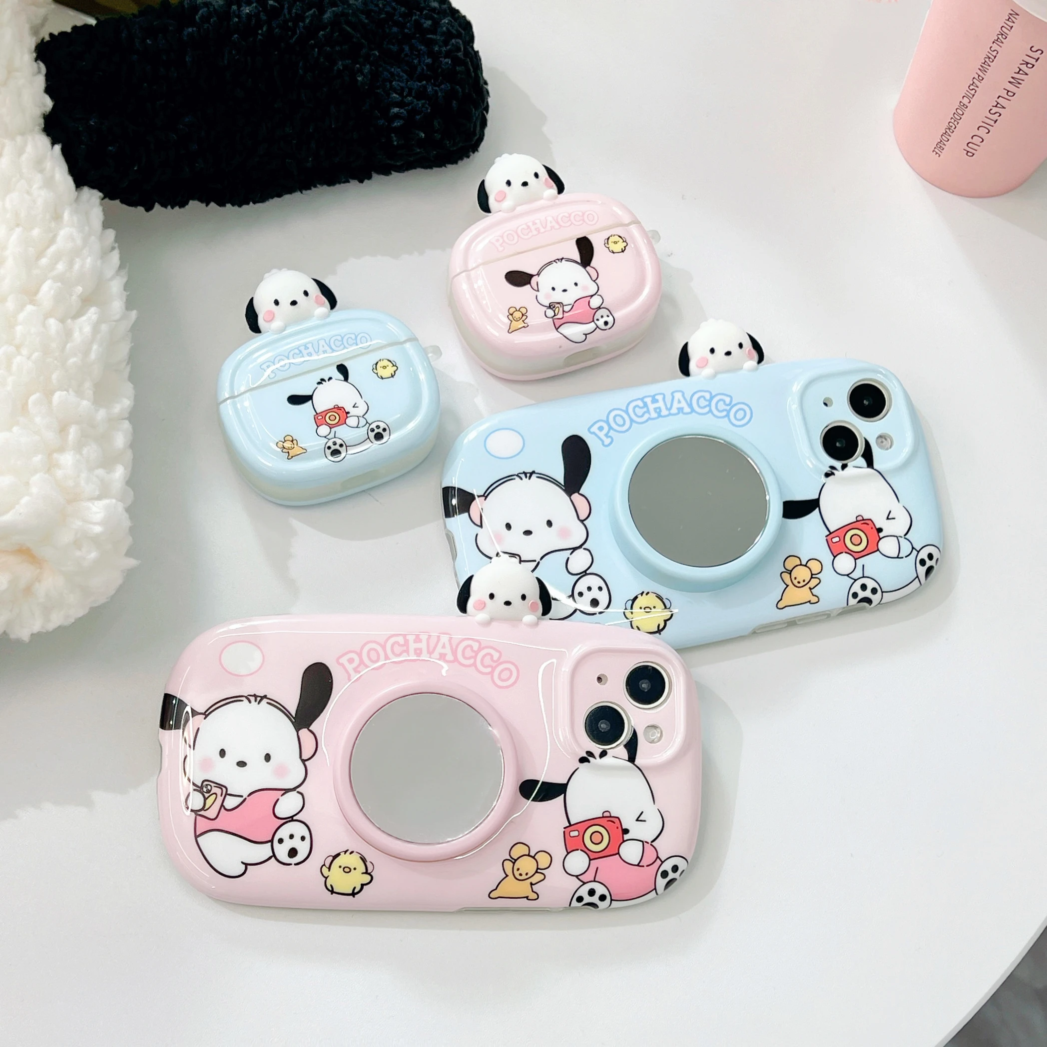 Cartoon Sanrio Pochacco Soft Silicone Phone Cover for iPhone 15 Pro Max 14 13 Wireless Earphone Case For Airpods 1 2 3rd Pro 2