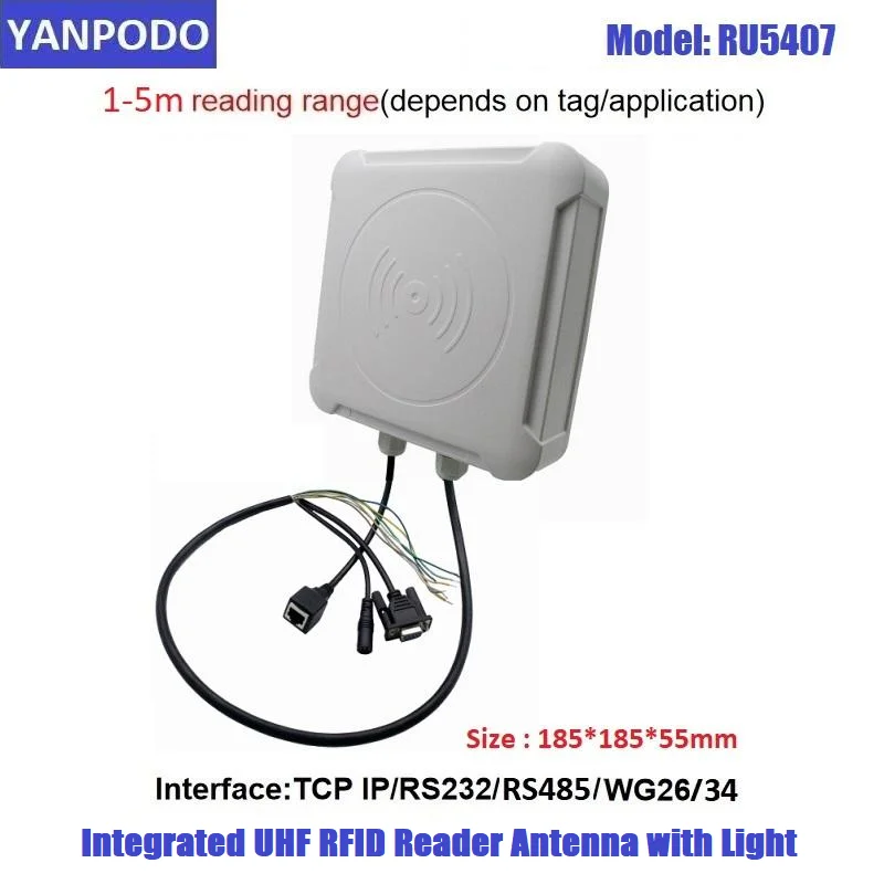 YANPODO UHF RFID Integrated Reader Antenna Read Range 1-5M with Light RS232 USB TCP IP Interface Free SDK for Vehicle Parking