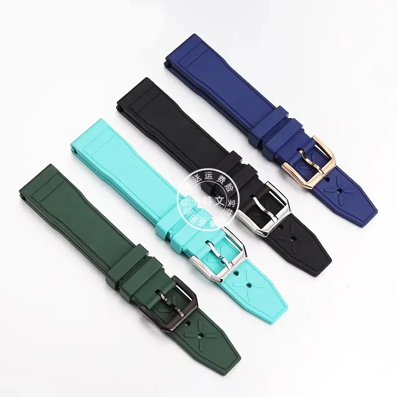 For IWC PILOT'S WATCHES Princekin Mark Watchband Quick Release Men's Watch Bracelet Black Blue Fluoro rubber Watch Strap 20 21mm