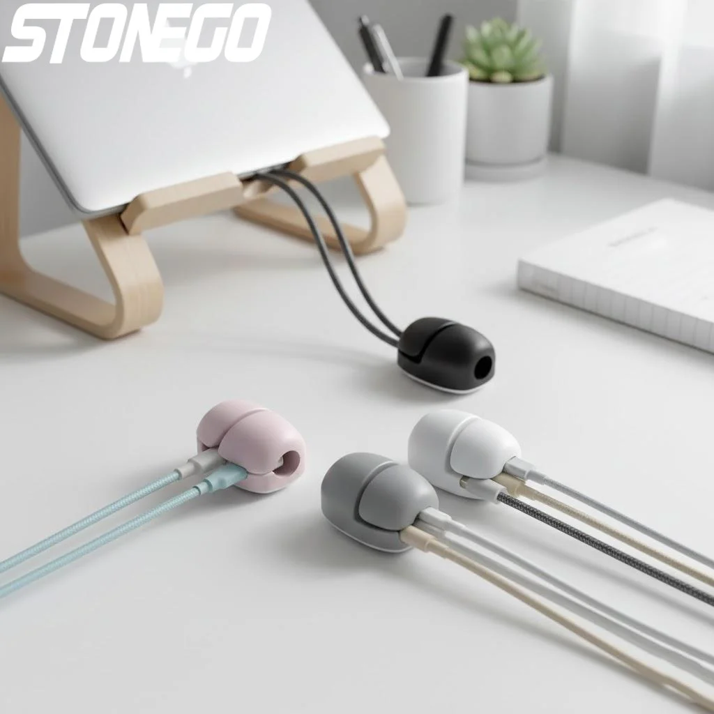 Cable Holder Self Adhesive Cord Management Organizer for USB Cables Desktop Silicone Winder Clips