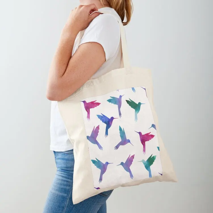 

Hummingbird watercolor pattern Tote Bag shopping bag logo eco bag folding sac pour femme hand ladies
