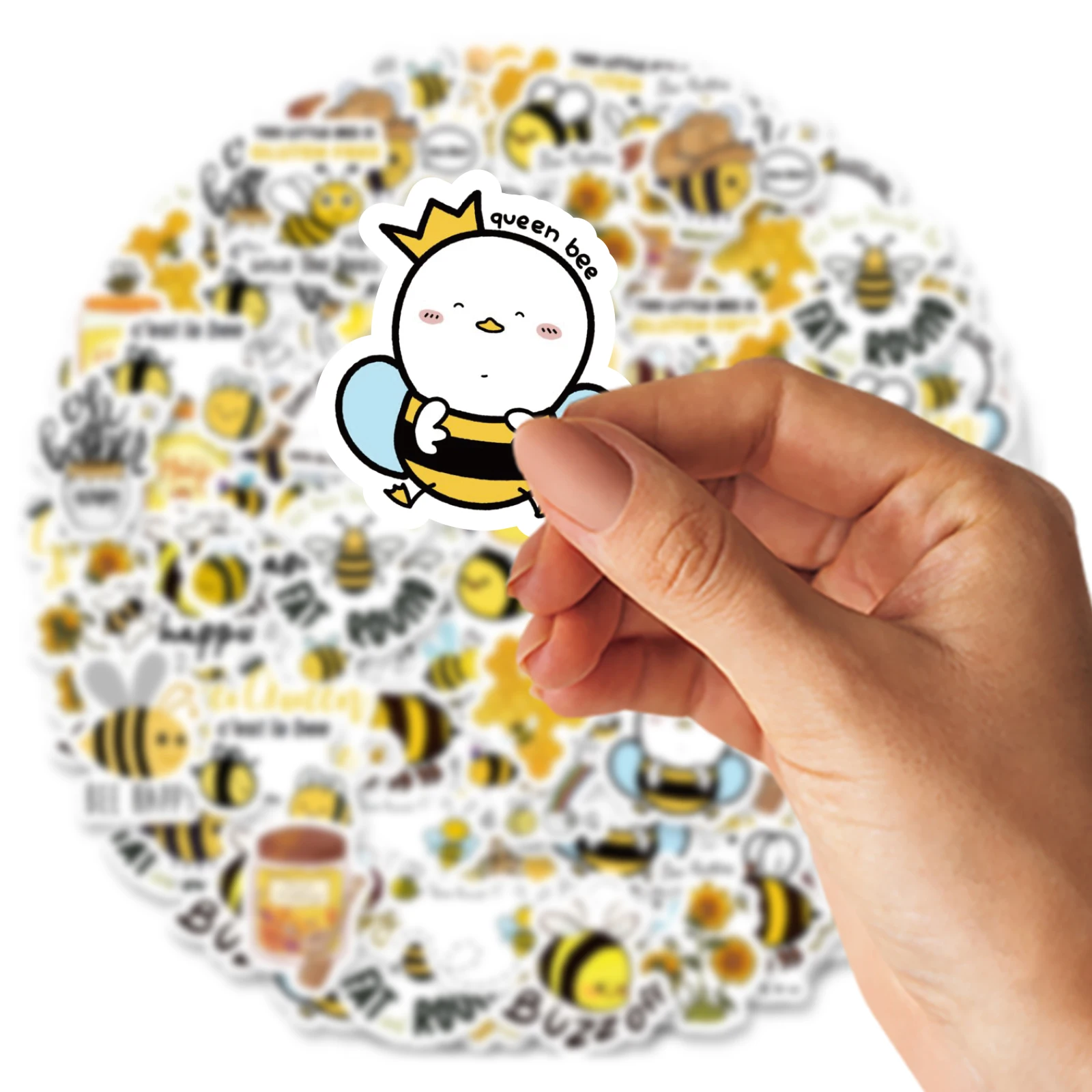 46pcs Cute Little Bee Cartoon Graffiti Stickers Decorated Notebook Water Cup Guitar Suitcase Classic Toy Scrapbook DIY Decals