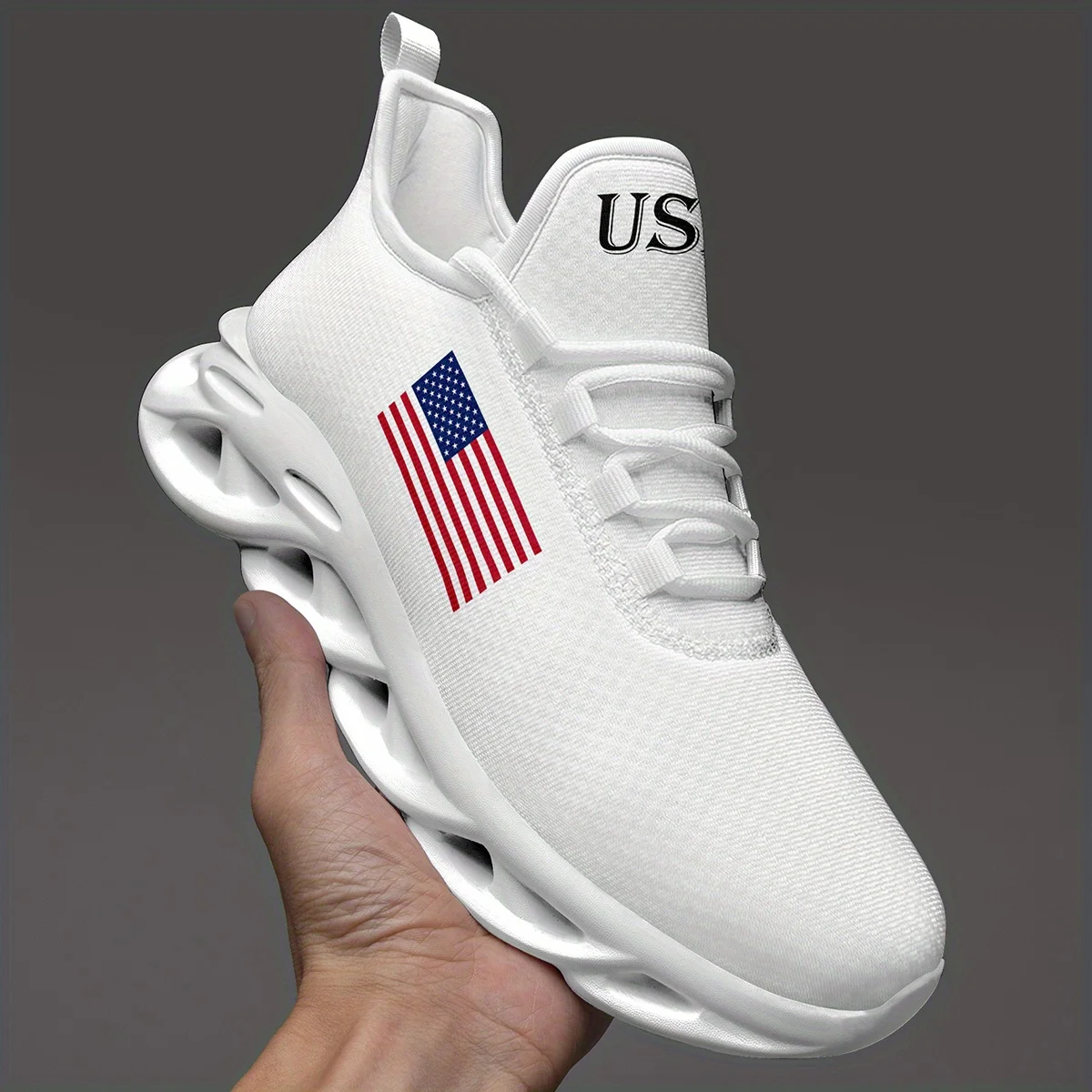 Custom Men's Casual Shoes US Colors Trainers, National Colors Series, Graffiti Style Lace-up Sneakers For Streetwear And Ultra-l