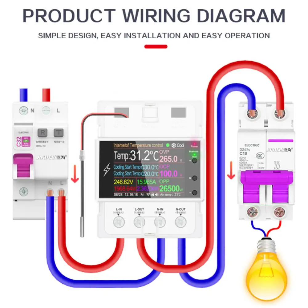 防水金属製NTCセンサー,リモートコントロールアプリケーション,wifi,100a,DINレール,デジタルサーモスタット,at4pt