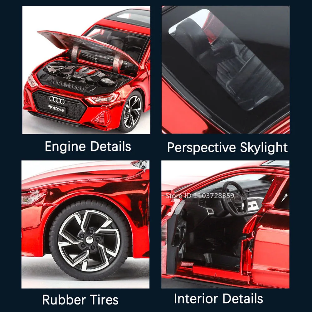 1:32 ของเล่นElectroplate RS7 รุ่นกีฬารถโลหะผสมDiecast Miniature Supercars 6 ประตูเปิดเสียงดึงกลับสําหรับของขวัญเด็ก