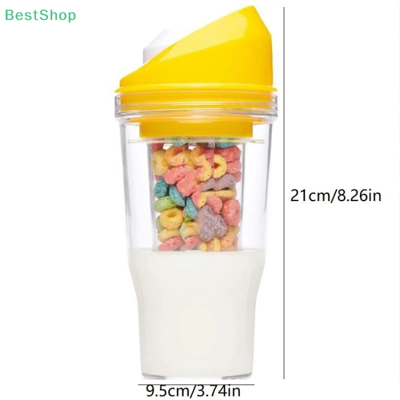 ♥ كوب إفطار محمول بطبقة مزدوجة، فاصل الحليب والحبوب، مانع للتسرب، ساخن وبارد، مناسب لعمال المكاتب والطلاب