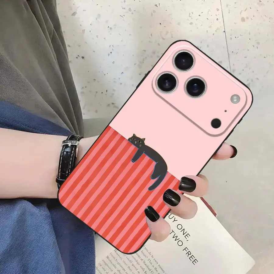 Phone Case for Apple iPhone 17 Pro Max 16 XR XS MAX 12 11 14 13 15 Pro 7 8 Air 17e Funda Phone Cover Artistic Black Cat view 6