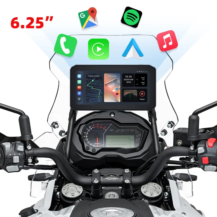 6.25 인치 오토바이 GPS WiFi 모토 네비게이션 방수 애플 Carplay 디스플레이 화면 오토바이 안드로이드 자동 모토 Carplay