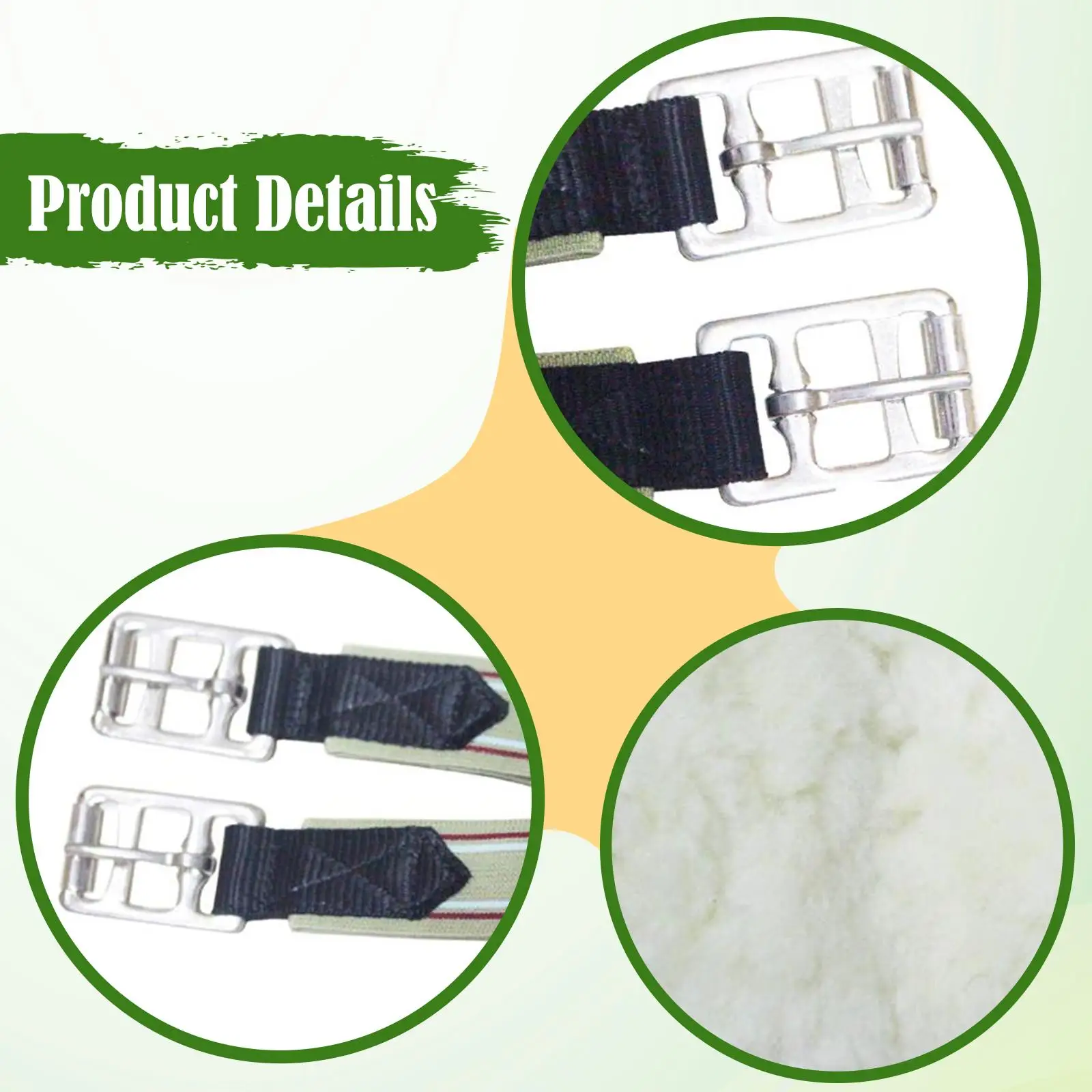 مقاس الحصان، حزام قصير من الفلانيل، مبطن غير قابل للانزلاق، إبزيم من الفولاذ المقاوم للصدأ للاستخدام الفروسي متعدد الاستخدامات