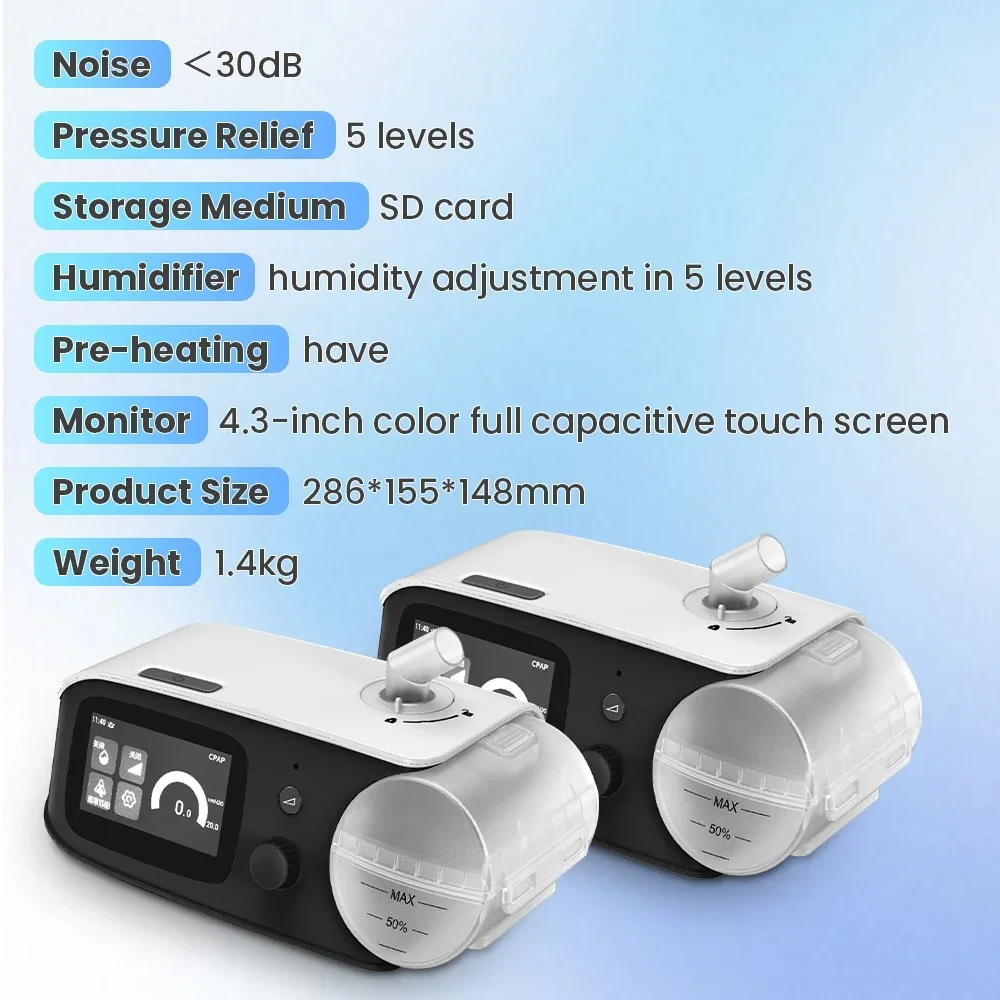 Portable Auto CPAP Machine for Home Use Electric Sleep Apnea Breathing Monitor APAP Ventilator for Better Sleeping - Image 2
