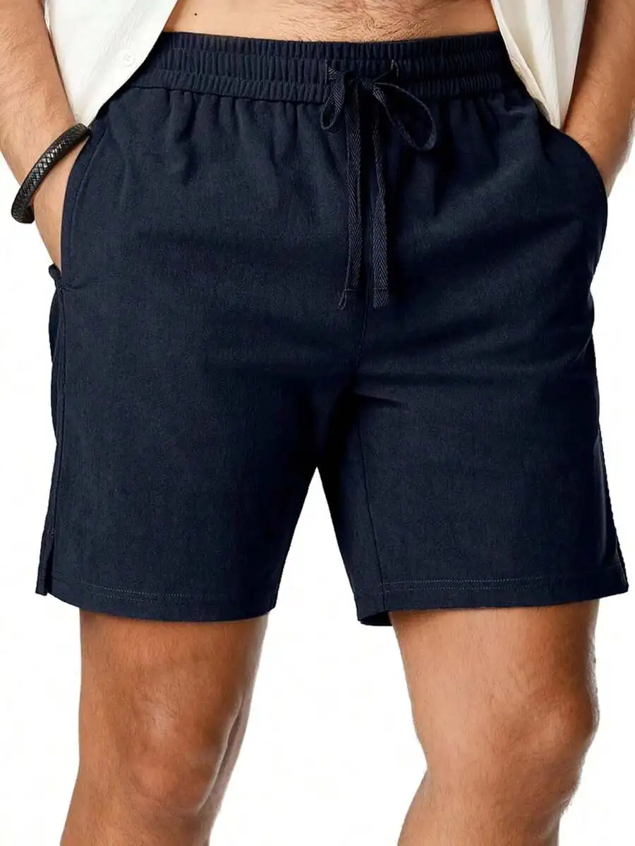 

Mens Casual 7 Inch Drawstring Elastic Waist Shorts With Pockets Lightweight Summer Beach Shorts