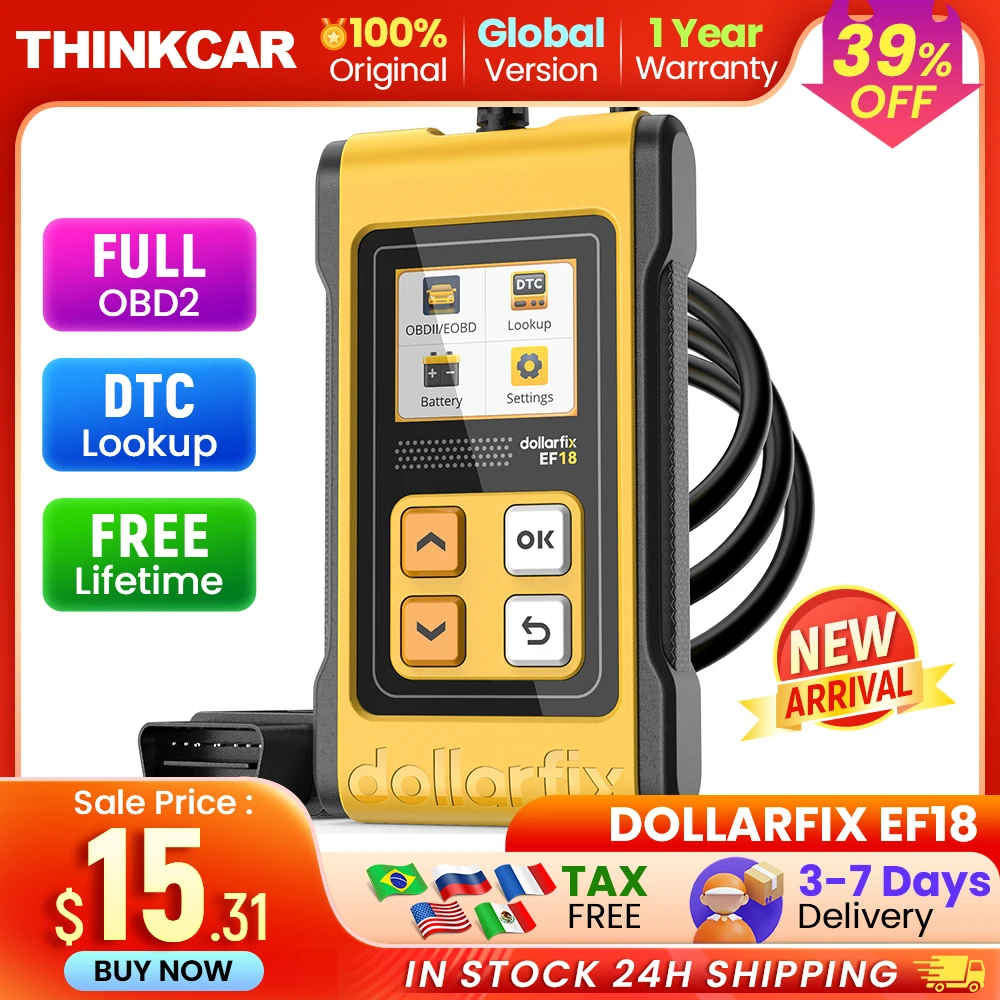 DollarFix EF18 Obd2 Car Auto Diagnostic Tools Obd 2 Scanner Automotivo Code Reader Check Engine Full Functions Lifetime Free