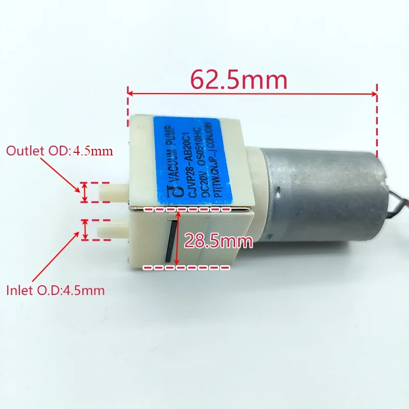 CONJOIN CJVP28-AB20C1 Mini 28mm Vacuum Air Pump DC 12V-24V Micro Diaphragm Self priming Suction Pump Negative Pressure Pump